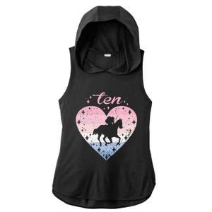 10 Year Old Cute Horse Riding Birthday Ladies PosiCharge Tri-Blend Wicking Draft Hoodie Tank