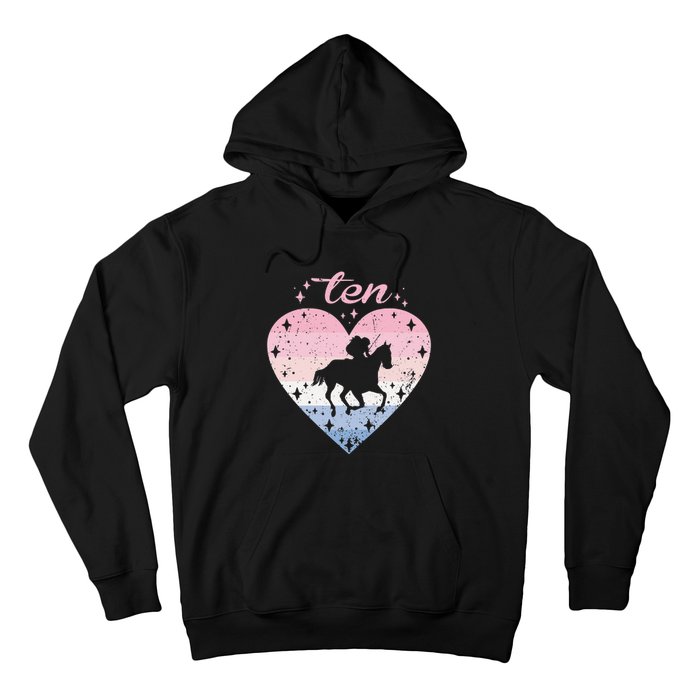 10 Year Old Cute Horse Riding Birthday Hoodie