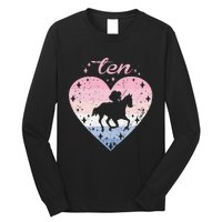 10 Year Old Cute Horse Riding Birthday Long Sleeve Shirt