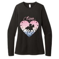 10 Year Old Cute Horse Riding Birthday Womens CVC Long Sleeve Shirt