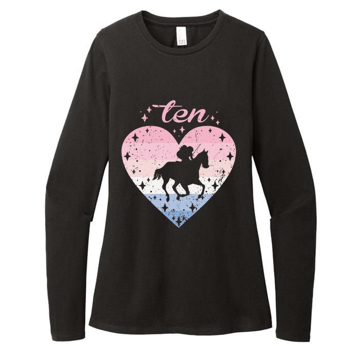 10 Year Old Cute Horse Riding Birthday Womens CVC Long Sleeve Shirt