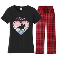 10 Year Old Cute Horse Riding Birthday Women's Flannel Pajama Set