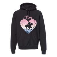 10 Year Old Cute Horse Riding Birthday Premium Hoodie