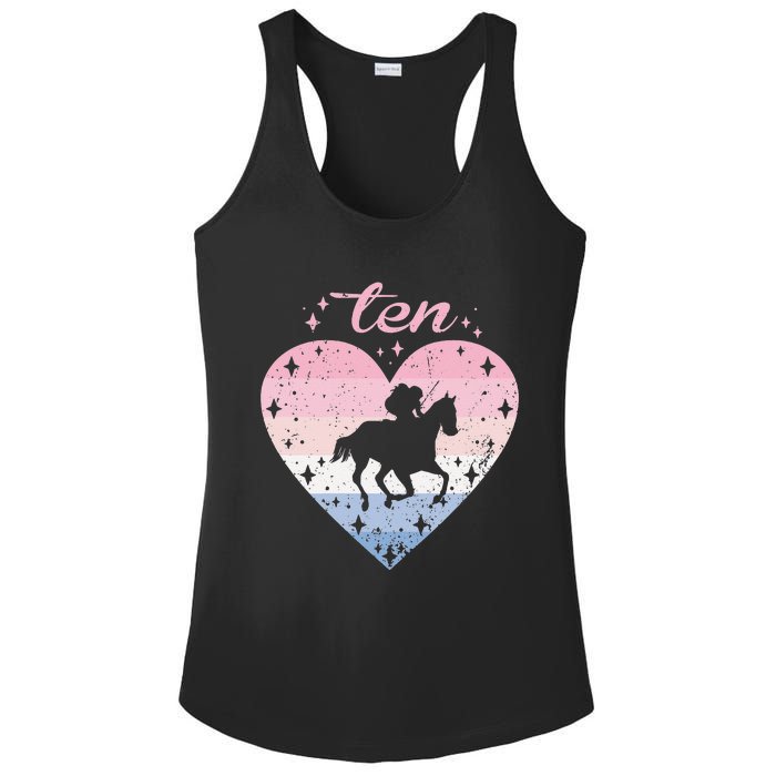 10 Year Old Cute Horse Riding Birthday Ladies PosiCharge Competitor Racerback Tank