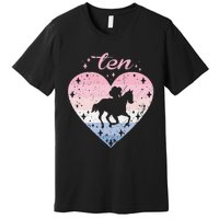 10 Year Old Cute Horse Riding Birthday Premium T-Shirt