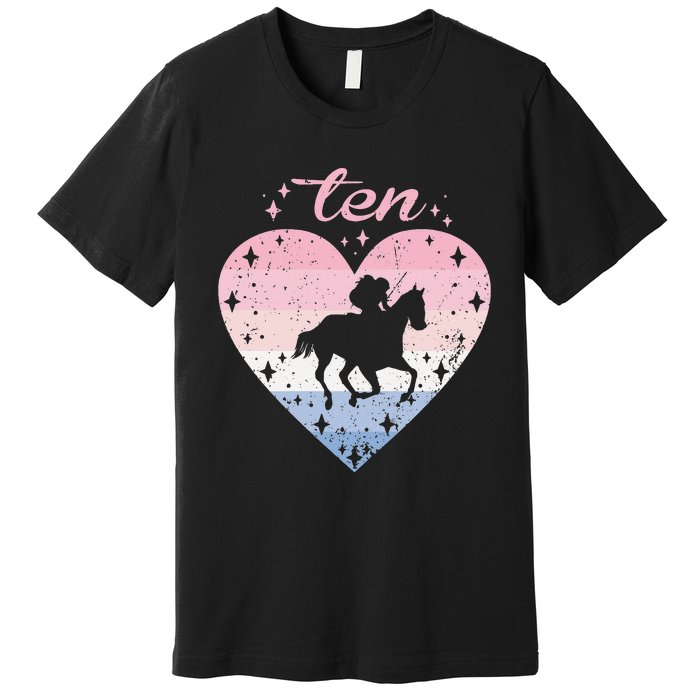 10 Year Old Cute Horse Riding Birthday Premium T-Shirt