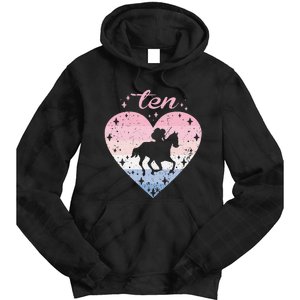 10 Year Old Cute Horse Riding Birthday Tie Dye Hoodie