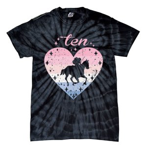 10 Year Old Cute Horse Riding Birthday Tie-Dye T-Shirt