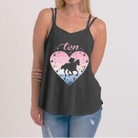 10 Year Old Cute Horse Riding Birthday Women's Strappy Tank