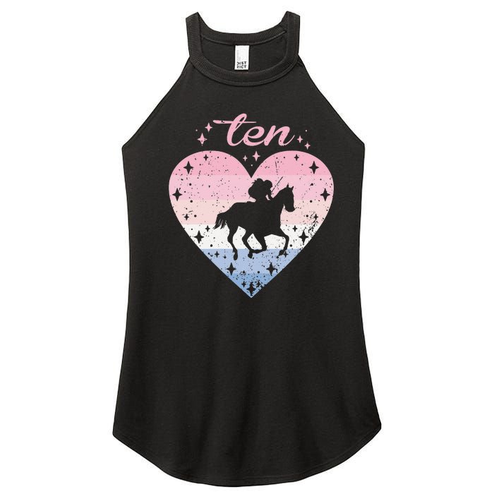 10 Year Old Cute Horse Riding Birthday Women's Perfect Tri Rocker Tank