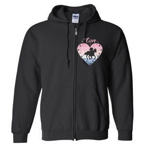 10 Year Old Cute Horse Riding Birthday Full Zip Hoodie