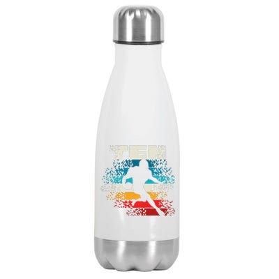 10 Year Old 10th Vintage Retro Football Birthday Party Stainless Steel Insulated Water Bottle