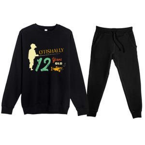 12 Year Old Fishing Gift 12 Yo Twelve Year Old 12th Birthday Premium Crewneck Sweatsuit Set