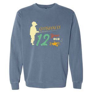 12 Year Old Fishing Gift 12 Yo Twelve Year Old 12th Birthday Garment-Dyed Sweatshirt