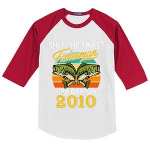 12 Years Old Fisherman Born In 2010 Cute 12th Birthday Kids Colorblock Raglan Jersey