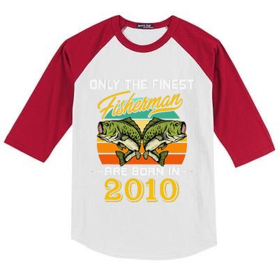 12 Years Old Fisherman Born In 2010 Cute 12th Birthday Kids Colorblock Raglan Jersey