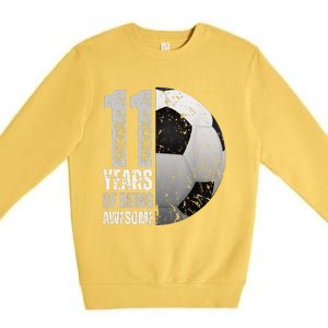 11 Year Old Soccer 11th Birthday Player Bday Party Premium Crewneck Sweatshirt