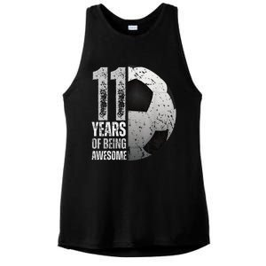 11 Year Old Soccer 11th Birthday Player Bday Party Ladies PosiCharge Tri-Blend Wicking Tank