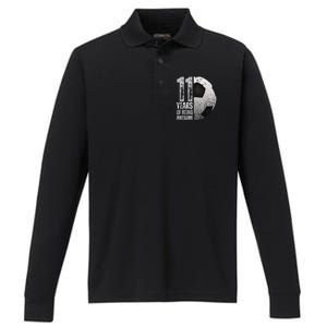 11 Year Old Soccer 11th Birthday Player Bday Party Performance Long Sleeve Polo