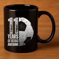 11 Year Old Soccer 11th Birthday Player Bday Party 11oz C Handle Ceramic Mug