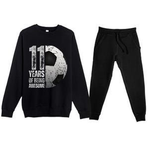 11 Year Old Soccer 11th Birthday Player Bday Party Premium Crewneck Sweatsuit Set