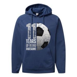 11 Year Old Soccer 11th Birthday Player Bday Party Performance Fleece Hoodie