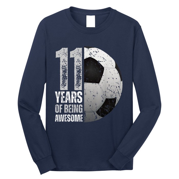 11 Year Old Soccer 11th Birthday Player Bday Party Long Sleeve Shirt