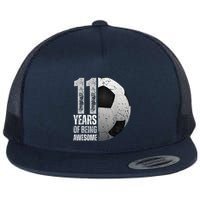 11 Year Old Soccer 11th Birthday Player Bday Party Flat Bill Trucker Hat