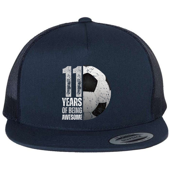 11 Year Old Soccer 11th Birthday Player Bday Party Flat Bill Trucker Hat
