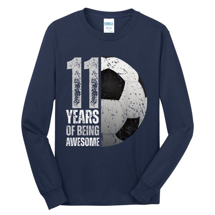 11 Year Old Soccer 11th Birthday Player Bday Party Tall Long Sleeve T-Shirt