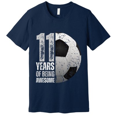 11 Year Old Soccer 11th Birthday Player Bday Party Premium T-Shirt