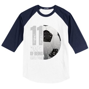 11 Year Old Soccer 11th Birthday Player Bday Party Baseball Sleeve Shirt