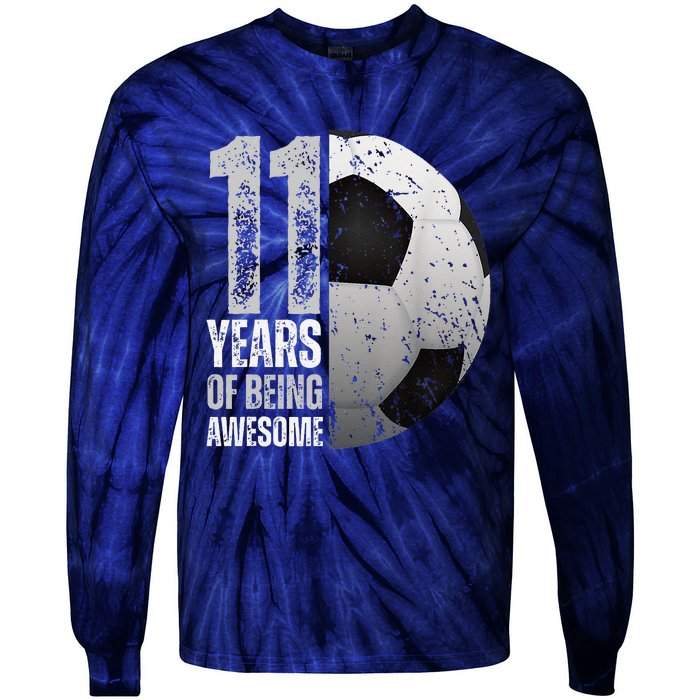 11 Year Old Soccer 11th Birthday Player Bday Party Tie-Dye Long Sleeve Shirt