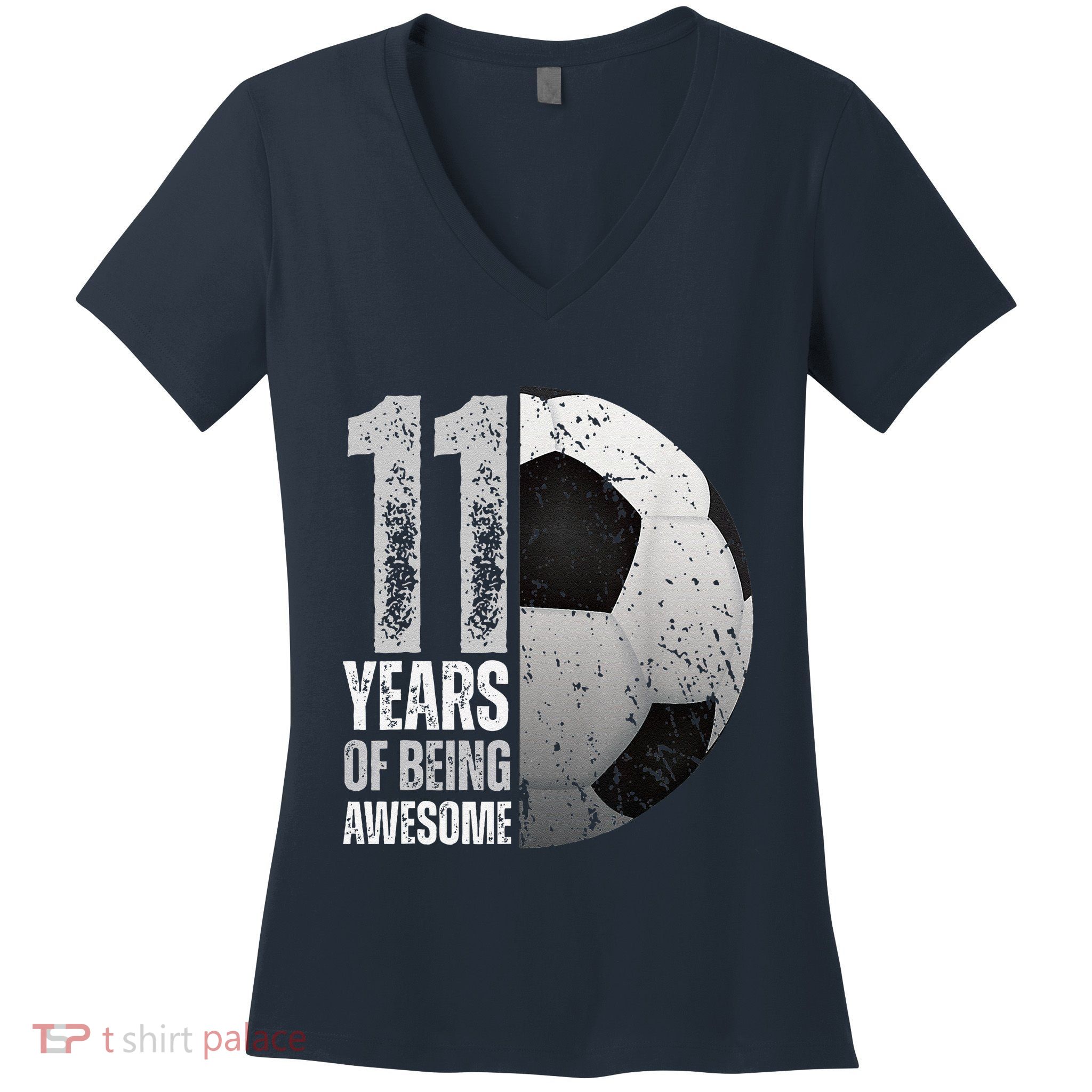 11 Year Old Soccer 11th Birthday Player Bday Party Women's V-Neck T-Shirt