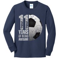 11 Year Old Soccer 11th Birthday Player Bday Party Kids Long Sleeve Shirt