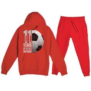 11 Year Old Soccer 11th Birthday Player Bday Party Premium Hooded Sweatsuit Set