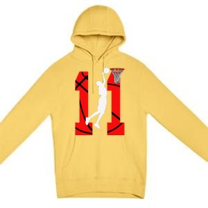 11 Years Old 11th Birthday Boy Basketball Lovers Premium Pullover Hoodie