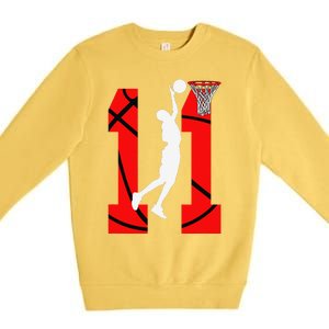 11 Years Old 11th Birthday Boy Basketball Lovers Premium Crewneck Sweatshirt