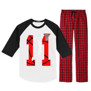 11 Years Old 11th Birthday Boy Basketball Lovers Raglan Sleeve Pajama Set