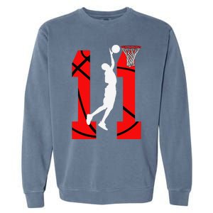 11 Years Old 11th Birthday Boy Basketball Lovers Garment-Dyed Sweatshirt