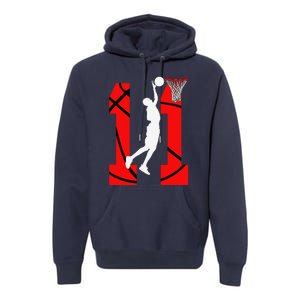 11 Years Old 11th Birthday Boy Basketball Lovers Premium Hoodie