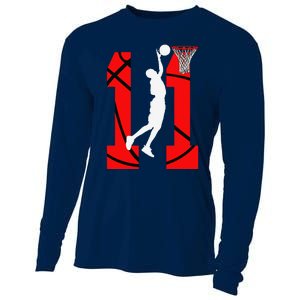 11 Years Old 11th Birthday Boy Basketball Lovers Cooling Performance Long Sleeve Crew