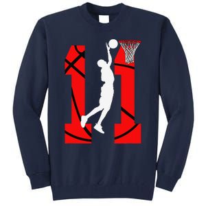 11 Years Old 11th Birthday Boy Basketball Lovers Tall Sweatshirt