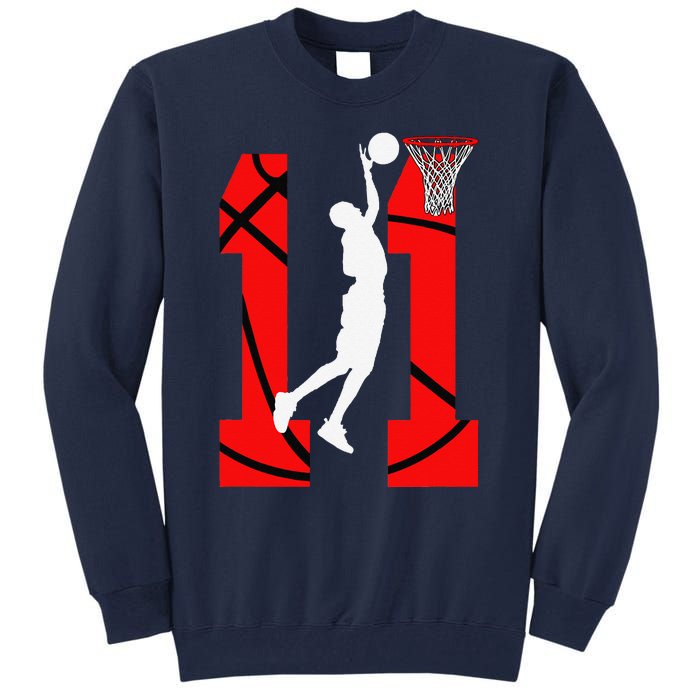 11 Years Old 11th Birthday Boy Basketball Lovers Tall Sweatshirt