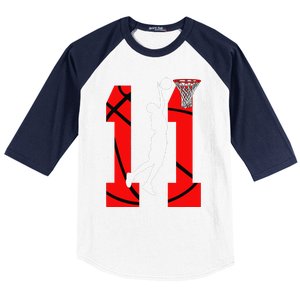 11 Years Old 11th Birthday Boy Basketball Lovers Baseball Sleeve Shirt