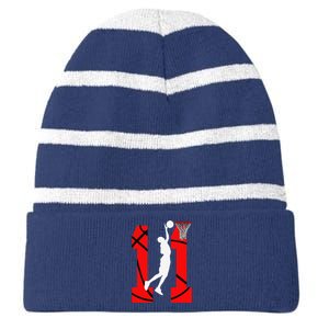 11 Years Old 11th Birthday Boy Basketball Lovers Striped Beanie with Solid Band