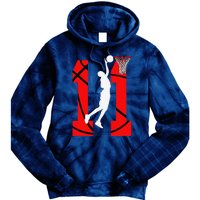 11 Years Old 11th Birthday Boy Basketball Lovers Tie Dye Hoodie