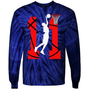 11 Years Old 11th Birthday Boy Basketball Lovers Tie-Dye Long Sleeve Shirt