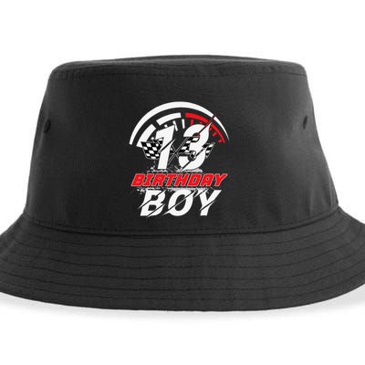 13 Year Old Race Car 13th Birthday Party Racing Pit Crew Sustainable Bucket Hat