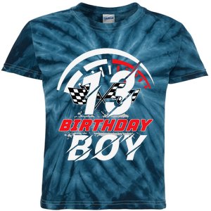 13 Year Old Race Car 13th Birthday Party Racing Pit Crew Kids Tie-Dye T-Shirt